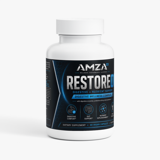 RESTORE⁰¹ – Digestive & Nutrient Support Complex | Probiotics + Enzymes + Essential Nutrients