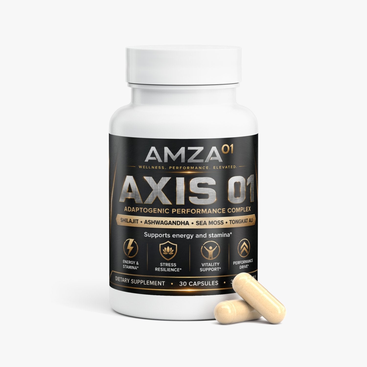 AXIS⁰¹ – Adaptogenic Performance Complex | Shilajit + Ashwagandha + Tongkat Ali - AMZA⁰¹