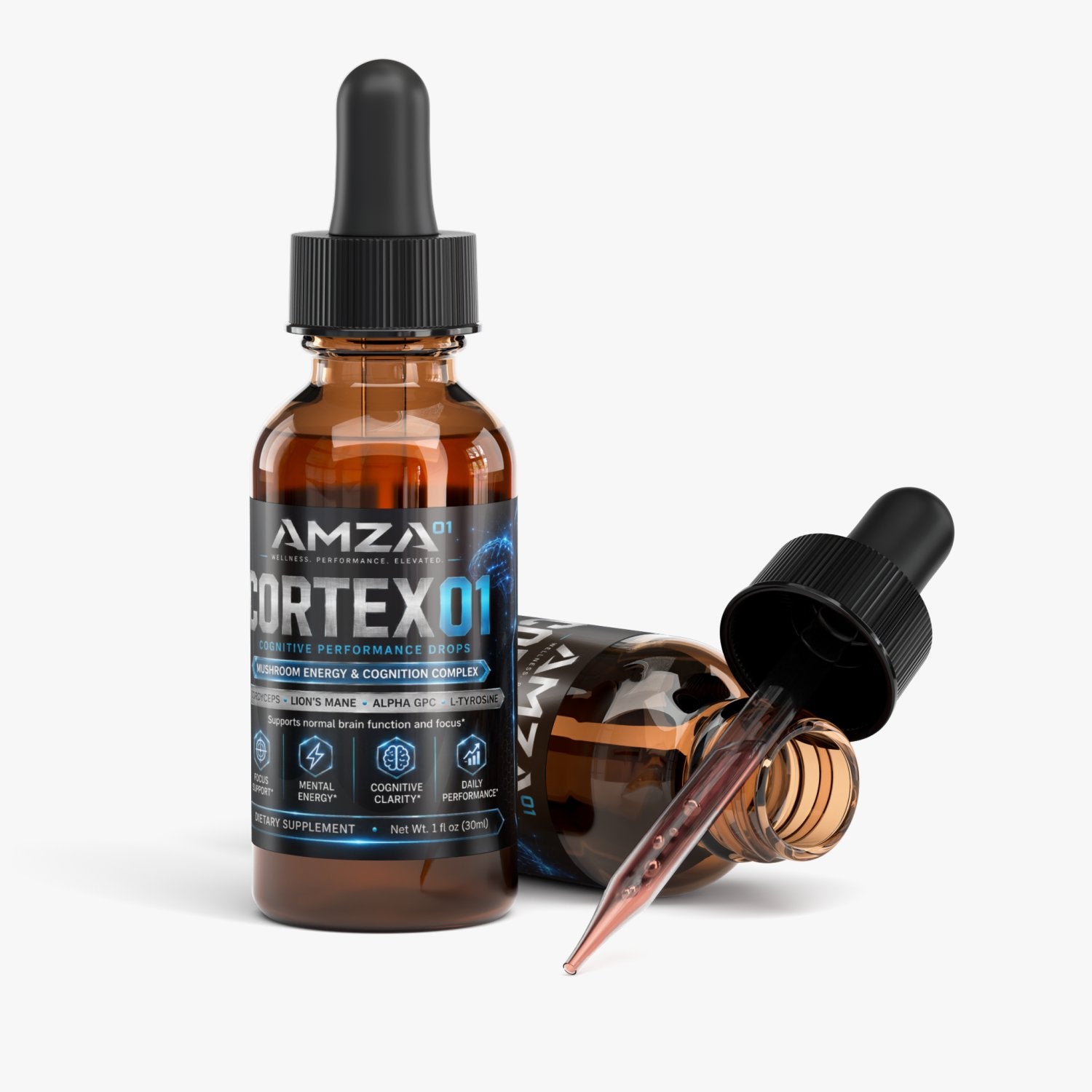 CORTEX⁰¹ – Cognitive Performance Drops | Mushroom Energy & Cognition Complex - AMZA⁰¹