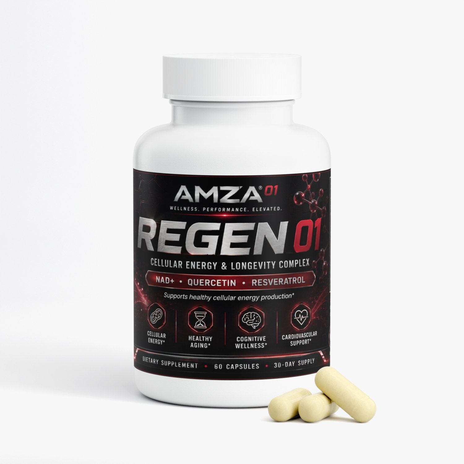 REGEN⁰¹ – Cellular Energy & Healthy Aging Complex | NAD+ 500mg - AMZA⁰¹