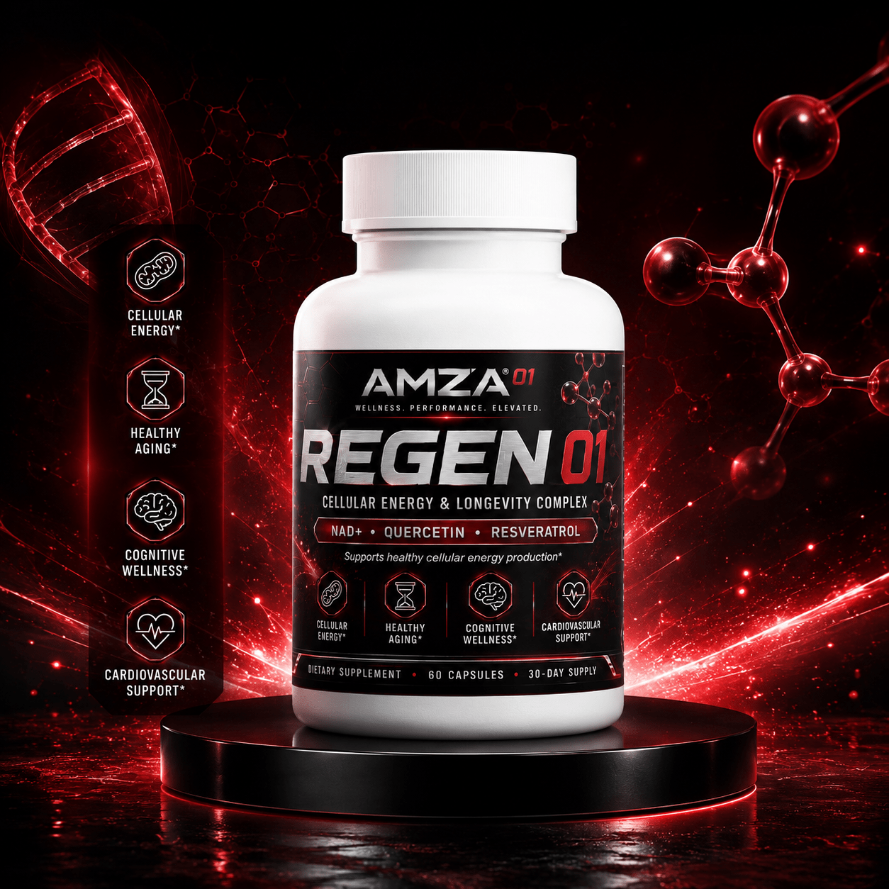 REGEN⁰¹ – Cellular Energy & Healthy Aging Complex | NAD+ 500mg - AMZA⁰¹