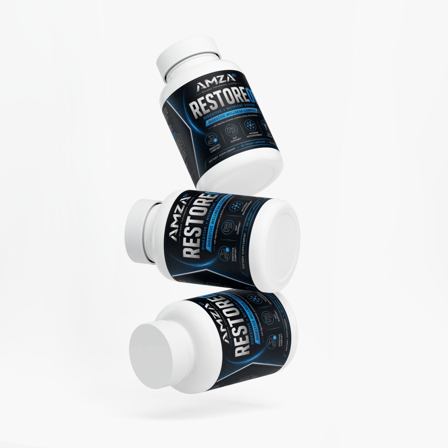 RESTORE⁰¹ – Digestive & Nutrient Support Complex | Probiotics + Enzymes + Essential Nutrients - AMZA⁰¹